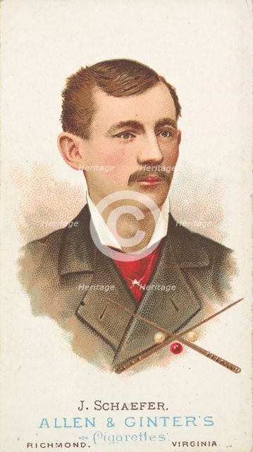 Jacob Schaefer, Billiard Player, from World's Champions, Series 1 (N28) for Allen & Ginter..., 1887. Creator: Allen & Ginter.