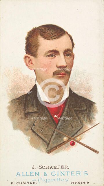 Jacob Schaefer, Billiard Player, from World's Champions, Series 1 (N28) for Allen & Ginter..., 1887. Creator: Allen & Ginter.