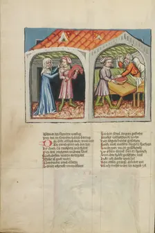 Jacob's Deceit; Weltchronik, about 1400-1410. Creator: Unknown
