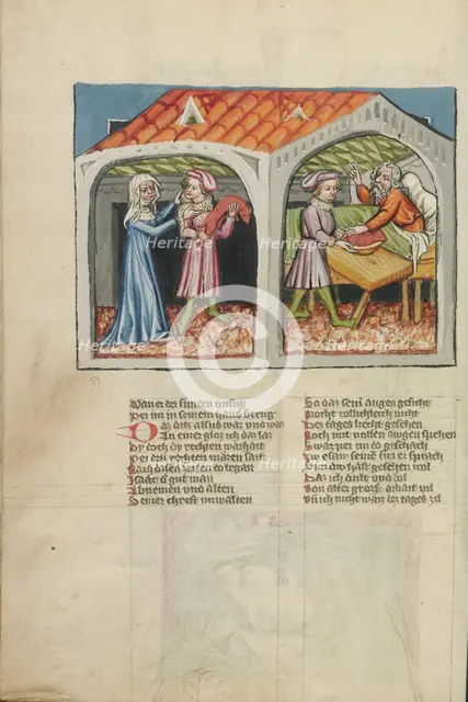 Jacob's Deceit; Weltchronik, about 1400-1410. Creator: Unknown.