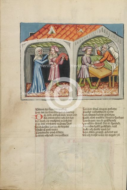 Jacob's Deceit; Weltchronik, about 1400-1410. Creator: Unknown.