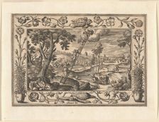 Jacob's Dream, from Landscapes with Old and New Testament Scenes and Hunting Scenes, 1584. Creator: Adriaen Collaert