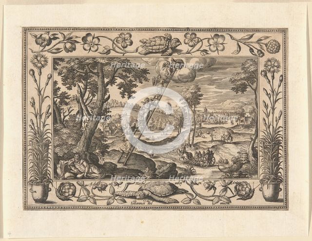Jacob's Dream, from Landscapes with Old and New Testament Scenes and Hunting Scenes, 1584. Creator: Adriaen Collaert.