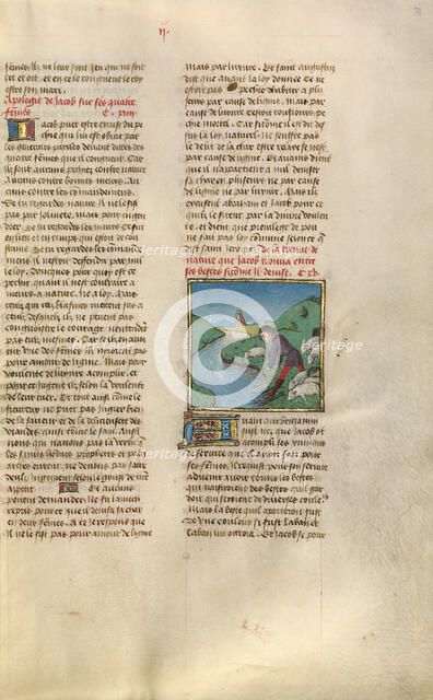 Jacob Washing the Osier Switch; Miroir Historial, about 1475. Creator: Unknown.