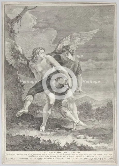 Jacob wrestling the angel, 1730-39. Creator: Pietro Monaco.