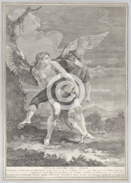 Jacob wrestling the angel, 1730-39. Creator: Pietro Monaco.