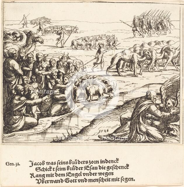 Jacob Wrestling with the Angel, 1548. Creator: Augustin Hirschvogel.