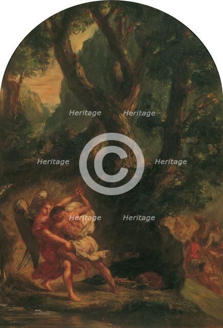 Jacob Wrestling with the Angel, 1850-1855. Creator: Delacroix, Eugène (1798-1863).