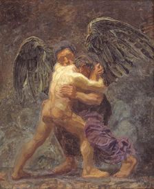 Jacob Wrestling with the Angel, 1907. Creator: Oluf Hartmann
