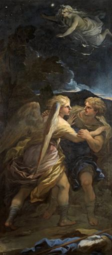 Jacob Wrestling with the Angel, (by Luca Giordano), 1694-1696. Creator: Luca Giordano