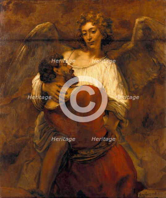 Jacob Wrestling with the Angel, ca 1659. Artist: Rembrandt van Rhijn (1606-1669)