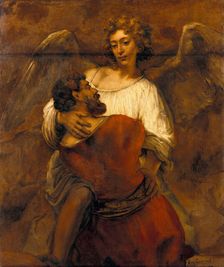 Jacob Wrestling with the Angel, ca 1659. Artist: Rembrandt van Rhijn (1606-1669)