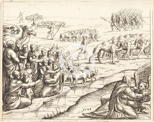 Jacob Wrestling with the Angel. Creator: Augustin Hirschvogel.