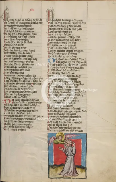 Jacob Wrestling with the Angel; Weltchronik, about 1400-1410. Creator: Unknown.