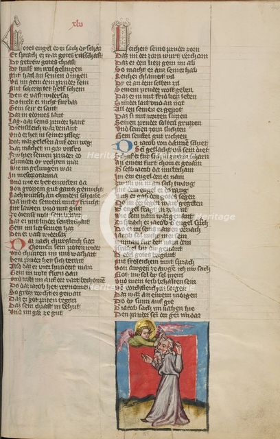 Jacob Wrestling with the Angel; Weltchronik, about 1400-1410. Creator: Unknown.