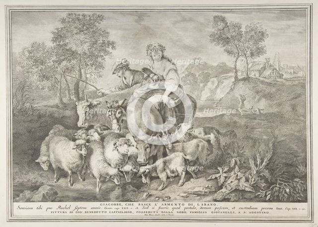 Jacob tending Laban's flock (Giacobbe, che pasce l'armento di Labano), 1743-63. Creator: Pietro Monaco.