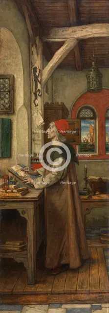 Jacob van Maerlant Writing His Spieghel Historiael, 1889. Creator: Albrecht De Vriendt.