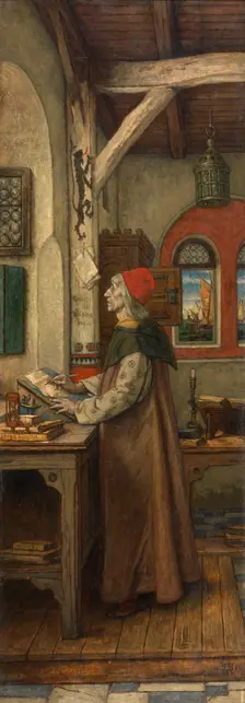 Jacob van Maerlant Writing His Spieghel Historiael, 1889. Creator: Albrecht De Vriendt