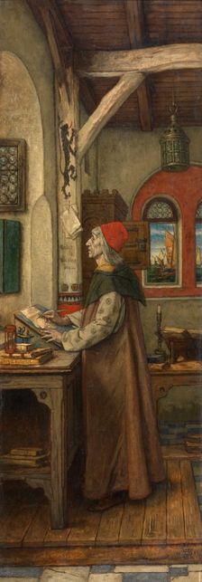 Jacob van Maerlant Writing His Spieghel Historiael, 1889. Creator: Albrecht De Vriendt