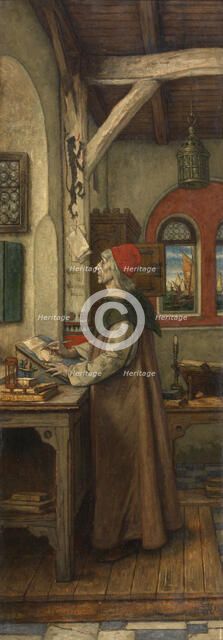 Jacob van Maerlant Writing His Spieghel Historiael, 1889. Creator: Albrecht De Vriendt.