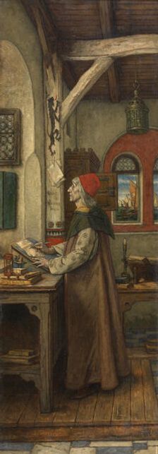 Jacob van Maerlant Writing His Spieghel Historiael, 1889. Creator: Albrecht De Vriendt