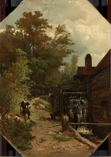 Jacob van Ruisdael Sketching a Watermill, 1864. Creator: Gerard Bilders