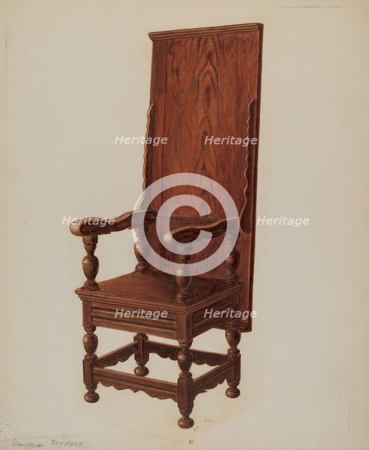 Jacobean Chair-table, 1935/1942. Creator: William Sanders.