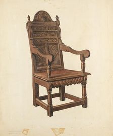 Jacobean Armchair, c. 1940. Creator: Lawrence Phillips