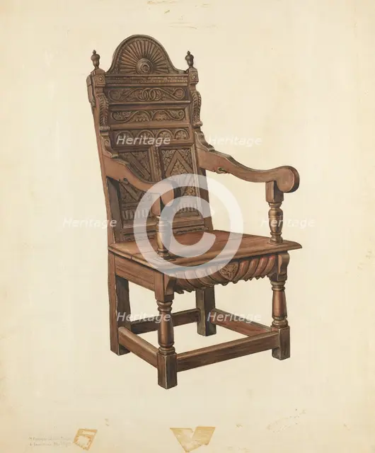 Jacobean Armchair, c. 1940. Creator: Lawrence Phillips.