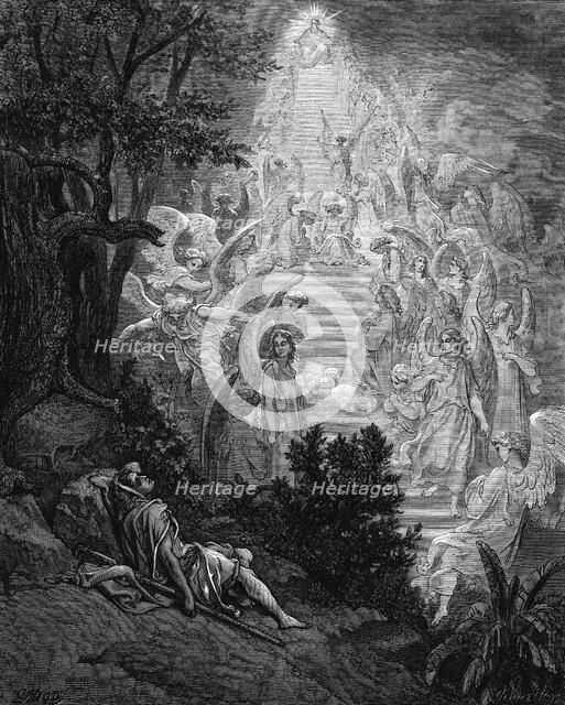 Jacob's dream of a stairway leading to heaven with God at the top, 1865-1866. Artist: Gustave Doré