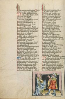 Jacob's Reconciliation with Esau; Weltchronik, about 1400-1410. Creator: Unknown