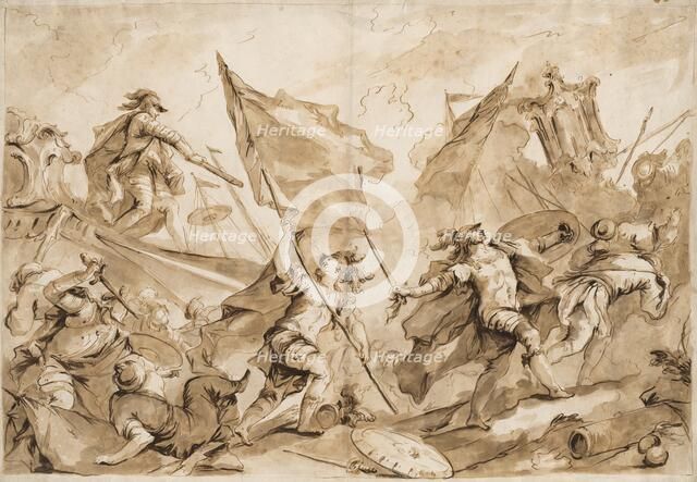 Jacopo Marcello Directing the Assault of Gallipoli, 1750-1760. Creator: Antonio Guardi (Italian, 1699-1760).