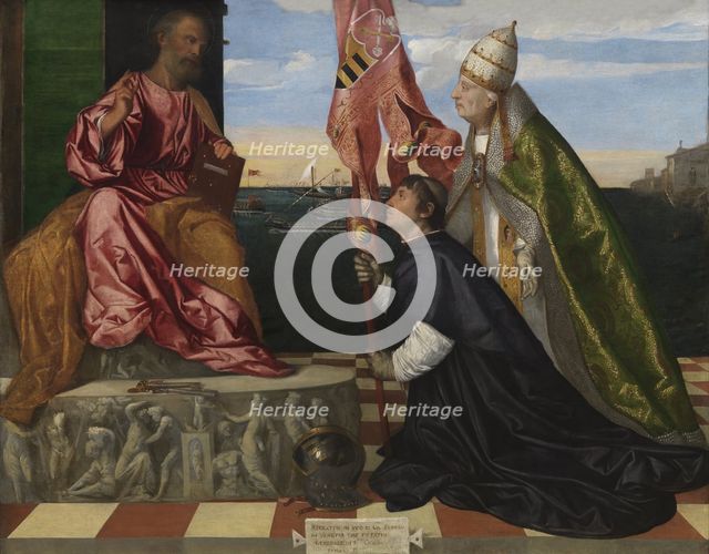 Jacopo Pesaro being presented by Pope Alexander VI to Saint Peter, 1506-1511. Artist: Titian (1488-1576)