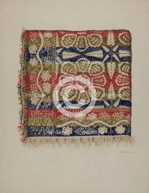 Jacquard Coverlet, c. 1938. Creator: Eva Wilson.
