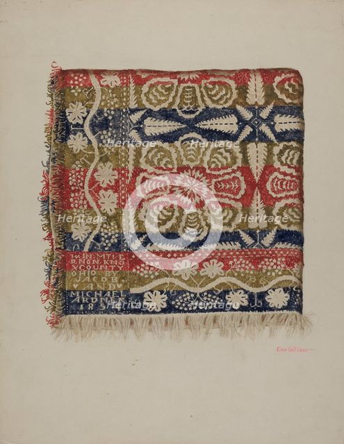 Jacquard Coverlet, c. 1938. Creator: Eva Wilson.