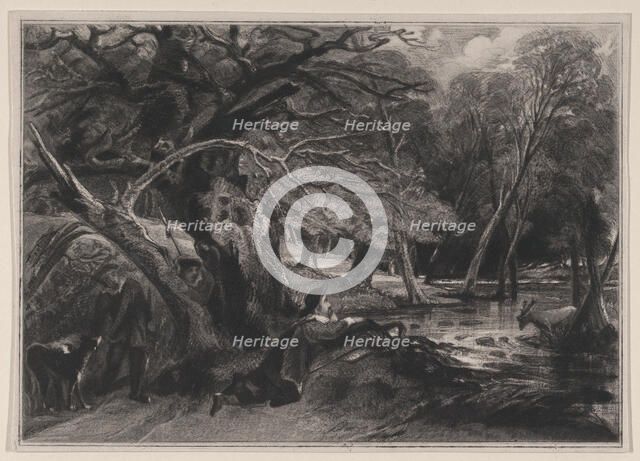 Jacques and the Wounded Stag (Shakespeare, As You Like It, Act 2, Scene 1), 1830. Creator: David Lucas.