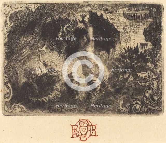 Jacques Cazotte's "Le Diable amoureux" (1st vignette), 1878. Creator: Felix Hilaire Buhot.