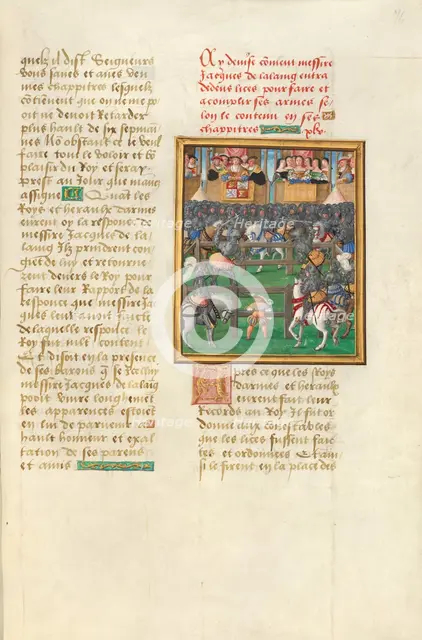 Jacques de Lalaing and Diego de Guzman Fighting before the King of Castile, about 1530. Creator: Master of the Getty Lalaing.