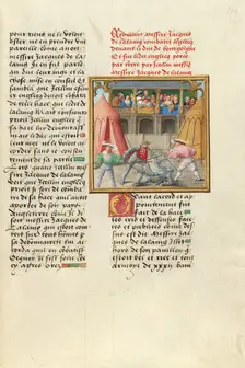 Jacques de Lalaing Defeating an English Esquire before the Duke of Burgundy, about 1530. Creator: Master of the Getty Lalaing