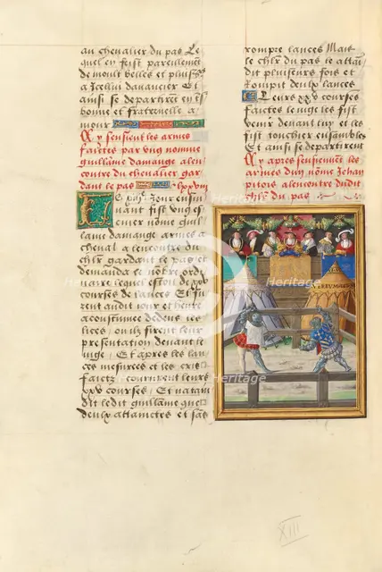 Jacques de Lalaing Fighting the Esquire Jean Pitois at the Passage of Arms of the..., about 1530. Creator: Master of the Getty Lalaing.