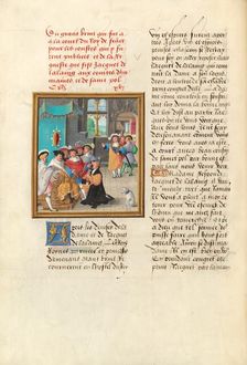 Jacques de Lalaing Kneeling before the Counts of Maine and Saint Pol, about 1530. Creator: Master of the Getty Lalaing