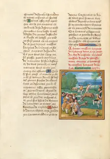 Jacques de Lalaing Kneeling before the King of Castile: Bull Baiting, about 1530. Creator: Master of the Getty Lalaing