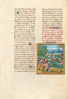 Jacques de Lalaing Kneeling before the King of Castile: Bull Baiting, about 1530. Creator: Master of the Getty Lalaing