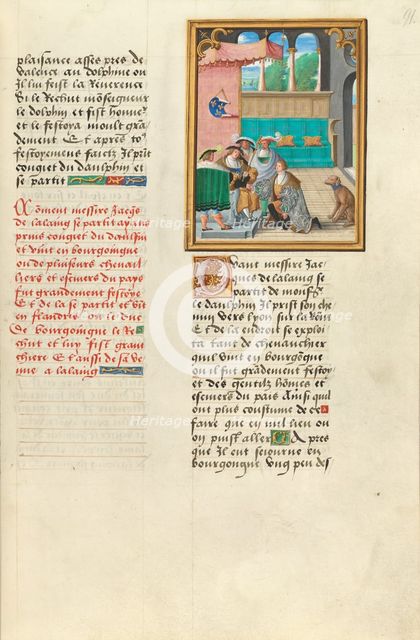 Jacques de Lalaing Taking His Leave from the Dauphin of France, about 1530. Creator: Master of the Getty Lalaing.