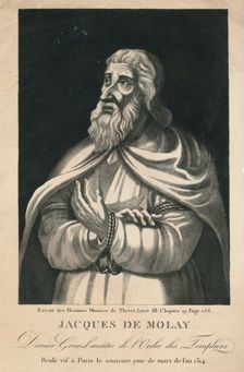 Jacques De Molay, Dernier Grand-maître de l'Ordre des Templiers (late 18th-early 19th century). Creators: Beaublé fils, Louis-Jacques Beaublé