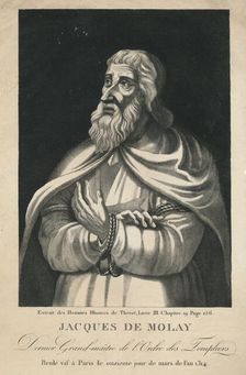 Jacques De Molay, Dernier Grand-maître de l'Ordre des Templiers (late 18th-early 19th century). Creators: Beaublé fils, Louis-Jacques Beaublé