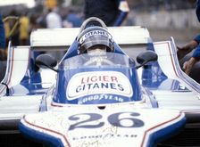 Jacques Laffite at the wheel of a Ligier-Cosworth, British Grand Prix, Brands Hatch, 1980