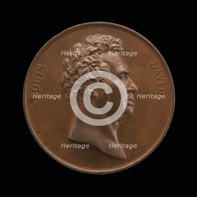 Jacques-Louis David, 1748-1825, Painter [obverse], 1820. Creator: André Galle.