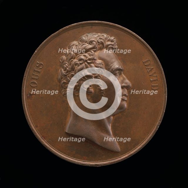 Jacques-Louis David, 1748-1825, Painter [obverse], 1820. Creator: André Galle.