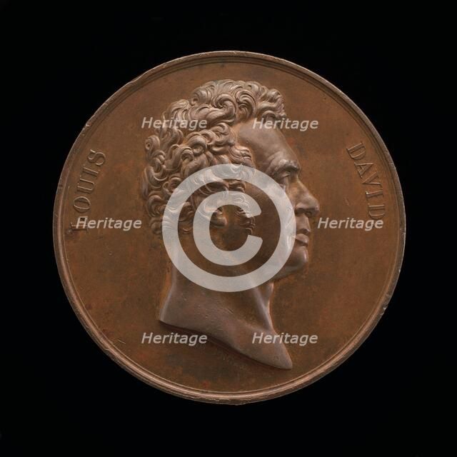 Jacques-Louis David, 1748-1825, Painter [obverse], 1820. Creator: André Galle.